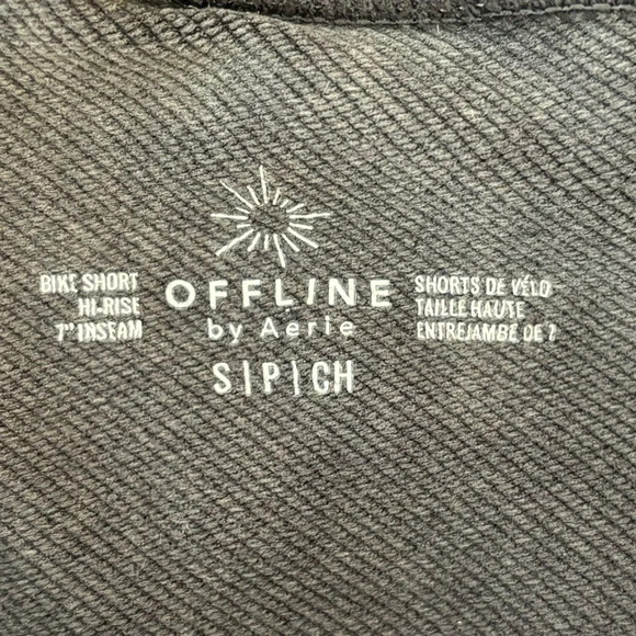 Aerie Offline 7 Inch Inseam Hi-Rise Biker Short Braid Detail Grey Athletic Sport - Picture 4 of 8